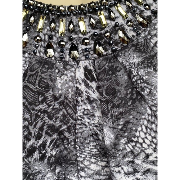 WHBM Halter Dress Sz 0 XS Snakeskin Print Beaded Embellishment Neckline - Picture 10 of 12